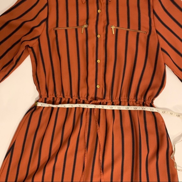 Orange Pinstriped Retro Dress - Picture 4 of 10